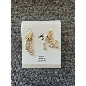 Butterfly Dangle Earrings EYE CANDY Los Angeles CZ Gemstone Crystal New